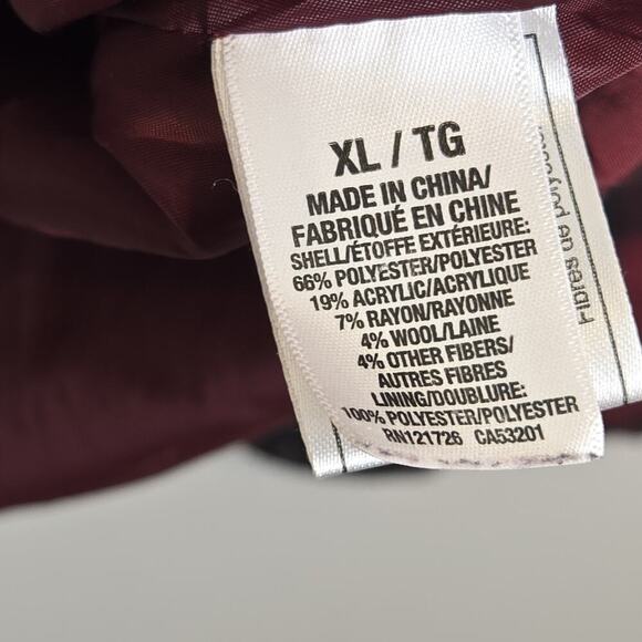 Aeropostale Womens Red Black Lined Hooded Peacoat Winter Jacket XL Double Brstd - Picture 4 of 7